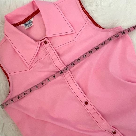 Vintage Danielle Pink Strawberry Patch Sleeveless Mod Vintage House Dress Robe - Picture 10 of 16